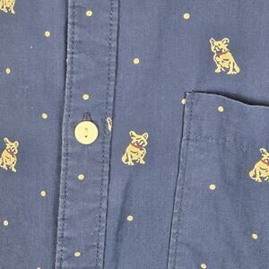 Cactus Man Ricky Singh Slim Fit FRENCH BULLDOG Blue Button Up MED Polka Dots Men